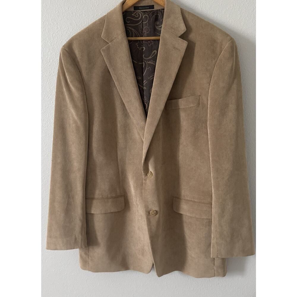 Lauren Ralph Lauren Corduroy Blazer Mens 44L Tan 2 Button Sport Coat Jacket